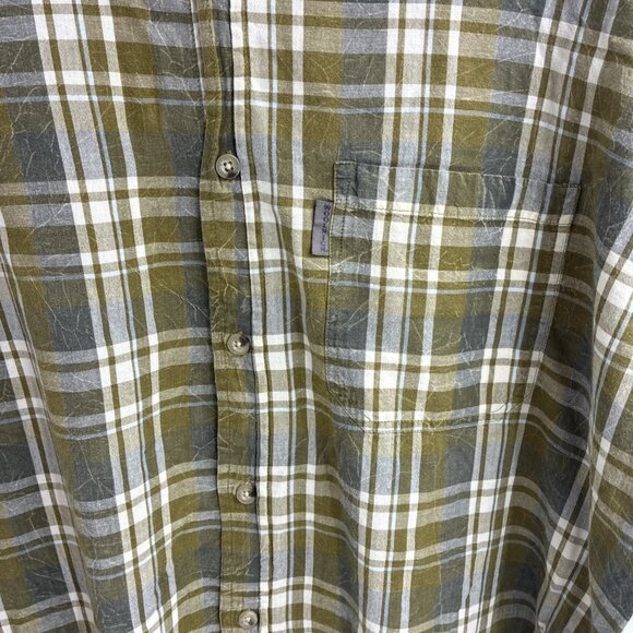 Woolrich Mens XL Shirt Green Plaid Button Front Short Sleeve Outdoor Casual - Picture 2 of 4